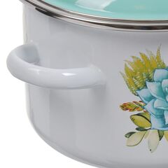 Кастрюля сталь, эмал, 4 л, с крыш, крышка сталь, СтальЭмаль, Монантес, 6RD201M, белоснежная, индукц
