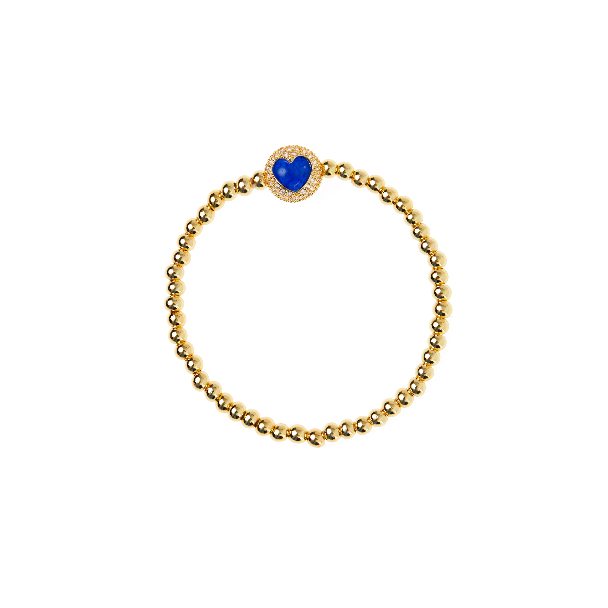 Браслет Gold Puffy Heart Bracelet - Blue купить онлайн по цене 3735 ₽ |  Интернет-магазин VIVA LA VIKA