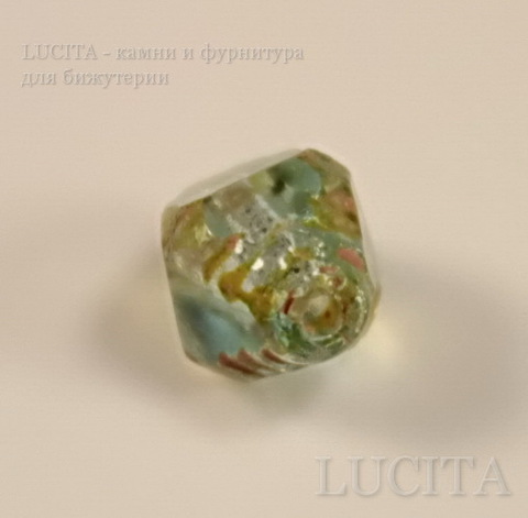 Бусина с огранкой "Биконус" (цвет- бирюза с бронзой) 8х6 мм , 10 штук ()