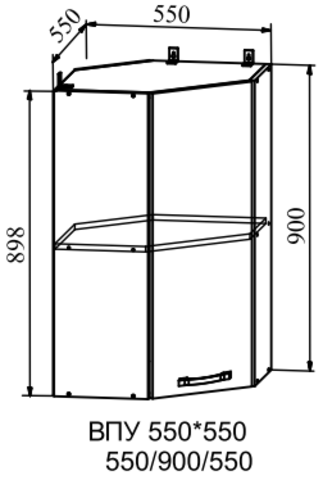 Кухня Олива шкаф верхний угловой высокий  550*550