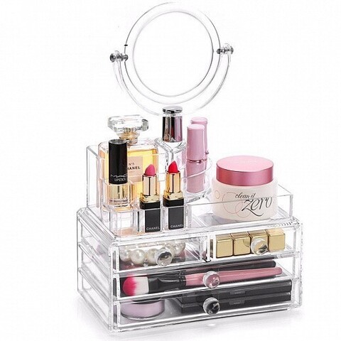 Органайзер для хранения косметики с зеркалом Cosmetic Organizer