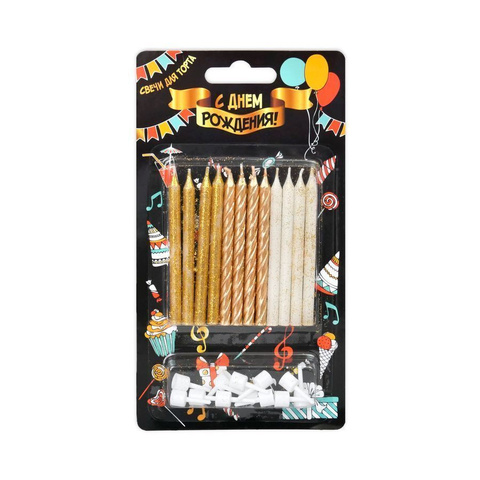 Свечи Для Торта Золото 12шт