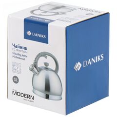 Чайник нерж, 2 л, свист, ручк бакелит, с силик покр, Daniks, Модерн, индукц, M-006
