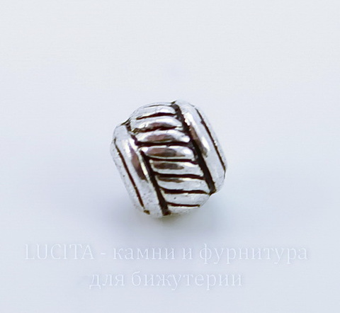 Бусина металлическая (цвет - античное серебро) 5х5 мм, 10 штук ()