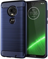 Чехол для Motorola Moto G7 (G7 Plus) цвет Blue (синий), серия Carbon от Caseport