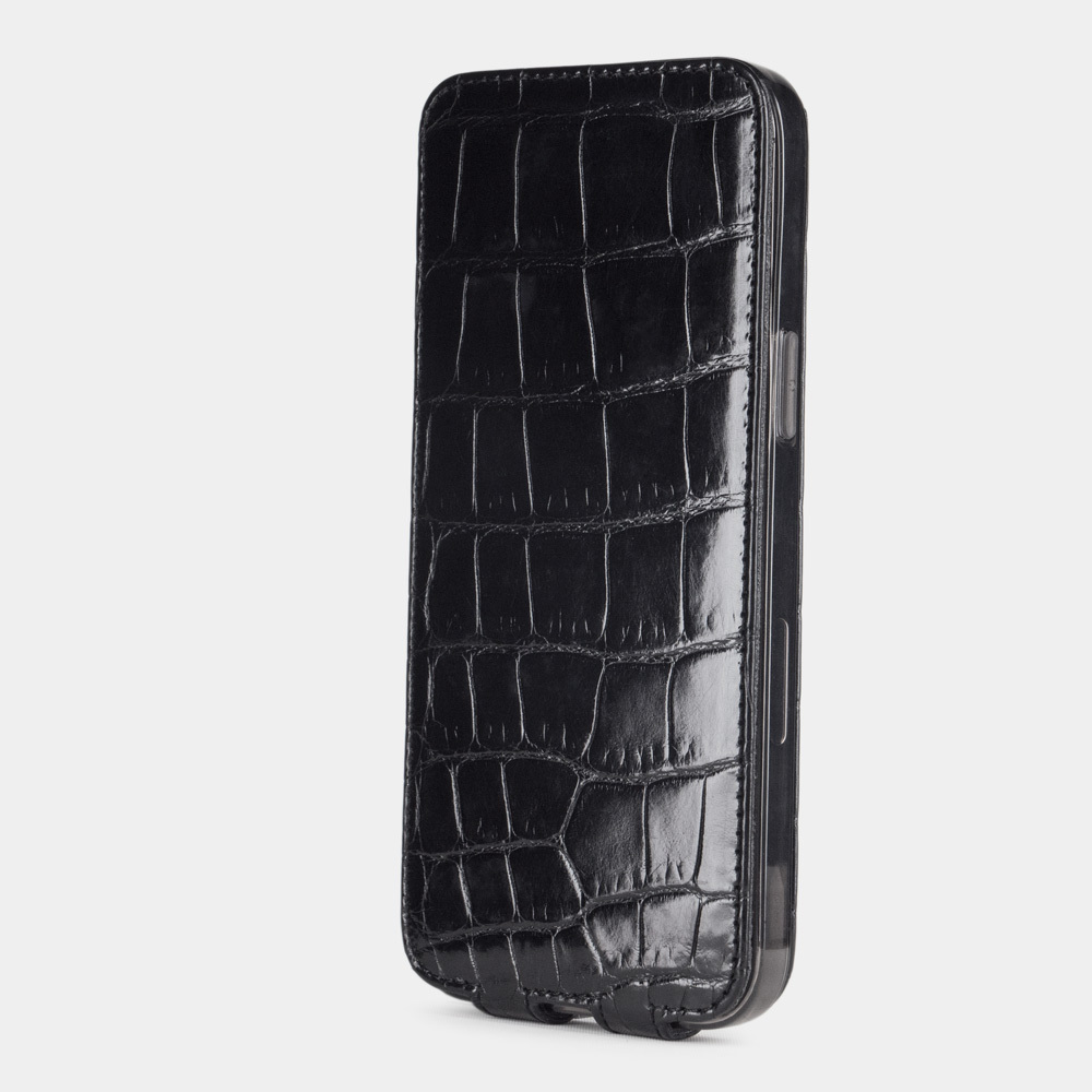 Special order: Чехол для iPhone 12 Pro Max из натуральной кожи крокодила, цвета черный лак