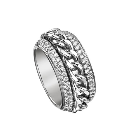 60127- Кольцо из серебра с крутящейся серединой в виде цепи