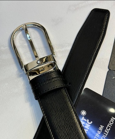 Двусторонний ремень Montblanc из кожи черного цвета 35 мм