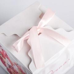 Коробка самосборная одиночная Куб, 12*12*12 см, Dream, Цветочное сердце, с лентой, 1 шт.