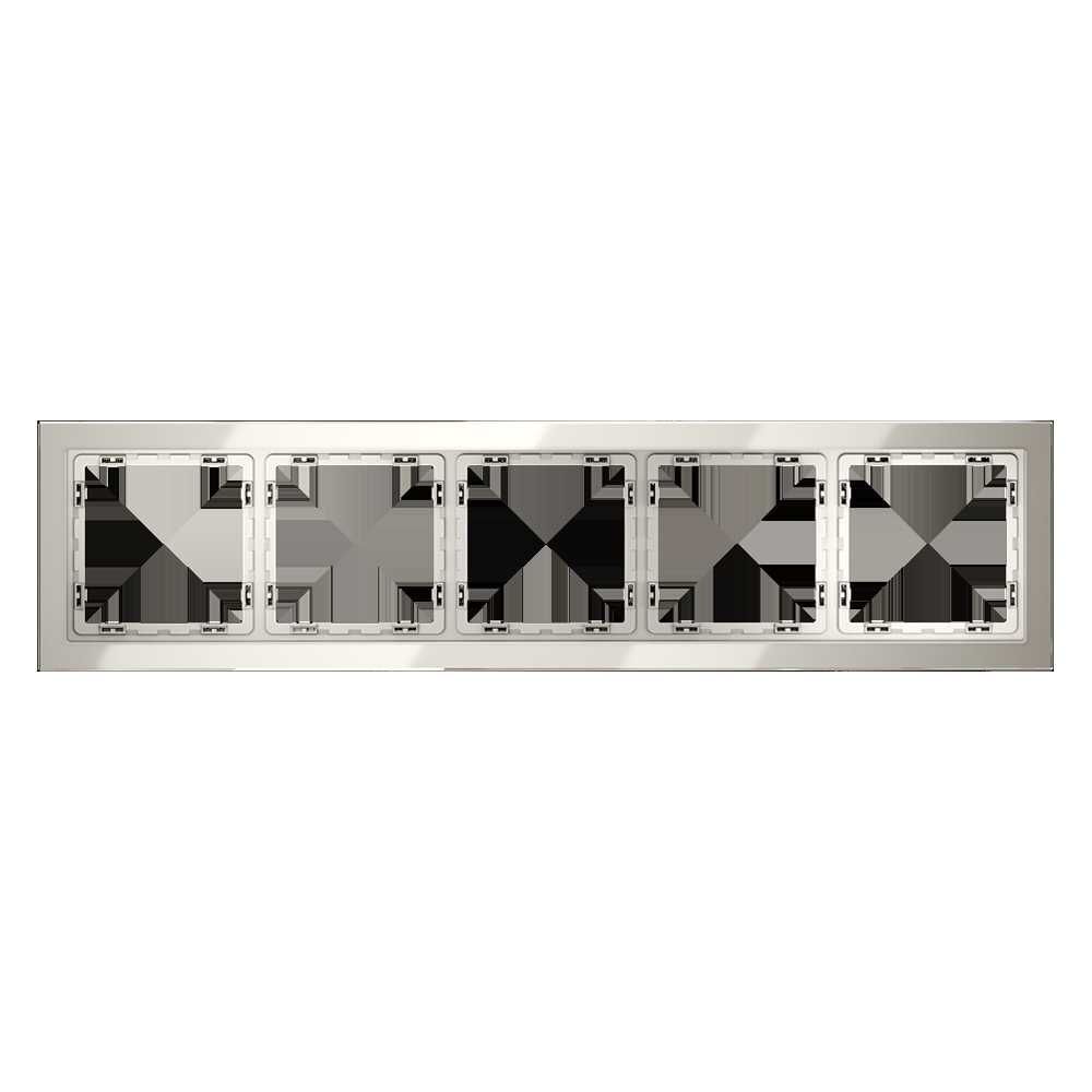 Рамка стеклянная Voltum S70 на 5 постов, (кашемир, стекло) VLS110503