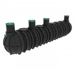 Септик переливной Мультпласт Профи М45 S 45000 л. горизонтальный / 18000 л. в сутки / до 90 чел. / самотечный сброс (11530x2400x2400см;2 000кг;черный) - арт.561568