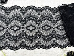 Кружево стрейч, ш. 21 см, чёрный