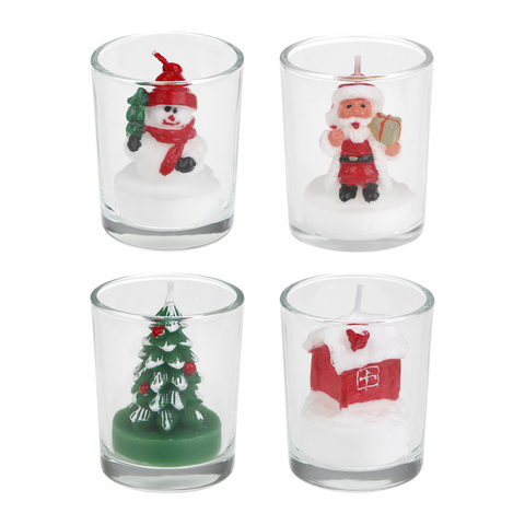 Свеча новогодняя в стеклянном стакане 5x6 см Свеча новогодняя в стеклянном стакане 5x6 см