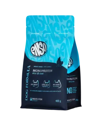 ENSO DF Monoprotein сухой корм для взрослых мелк/мини собак белая рыба/брокколи 400 гр
