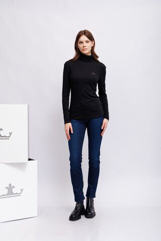 Marc Aurel Водолазка из хлопка и модала с лого из страз