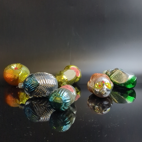 Ёлочные игрушки набор из 6 разных филин, Дед Мороз и др, стекло, подвесные, ручная роспись, винтаж СССР 1960-1990 гг. Советские ёлочные игрушки и украшения. Состояние и комплектация на фото.