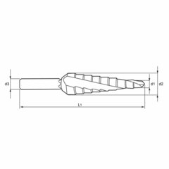 Сверло ступенчатое 4-30мм (Спиральное) HSS-G 14ступ. L100мм хв. 6-гр 1/4