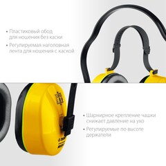 ЗУБР ВЕКТОР-27, защита до 107 дБ, противошумные наушники с двойным оголовьем (11372)
