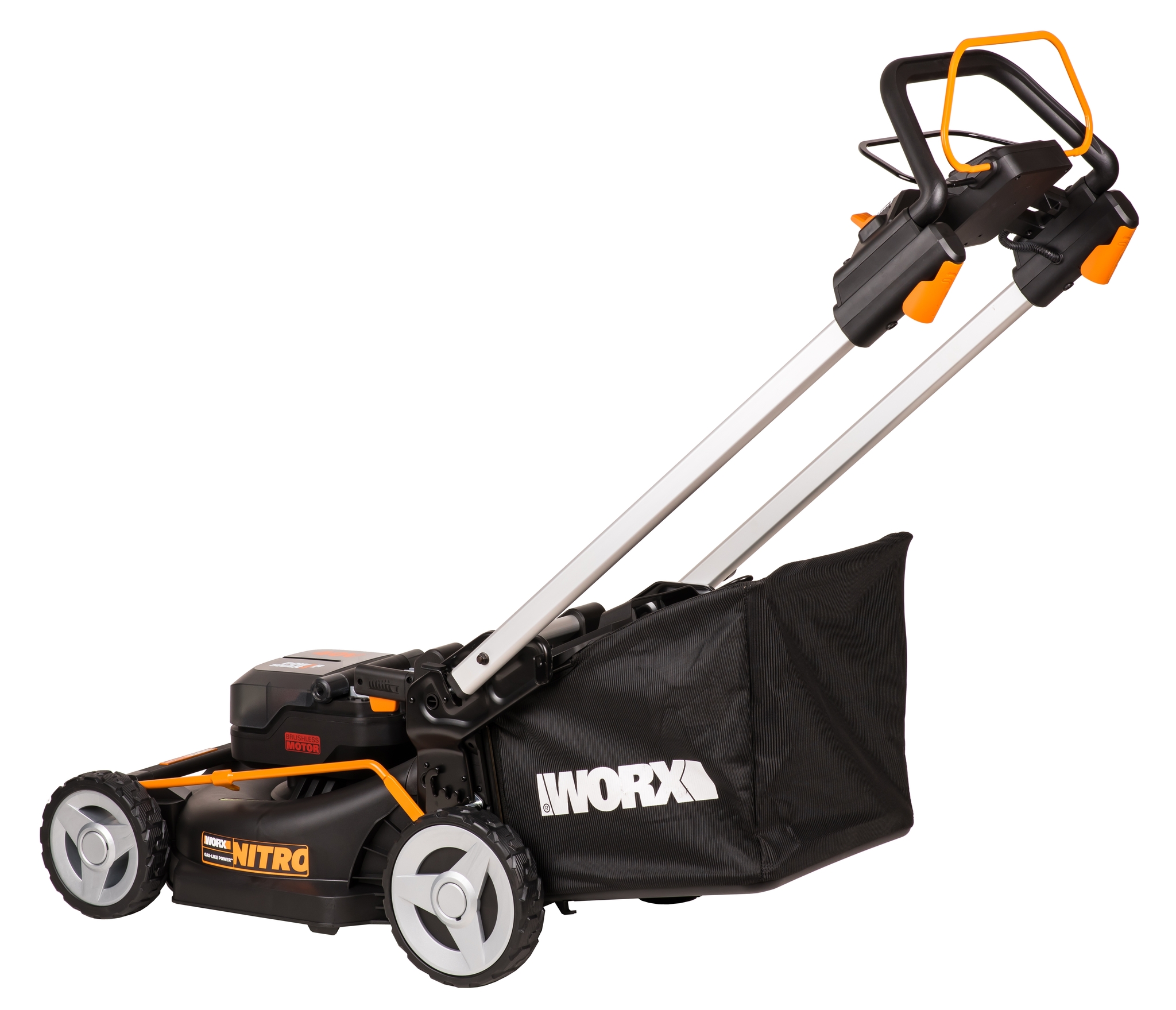 Газонокосилка аккумуляторная самоходная WORX 46 см NITRO WG749E, бесщеточная, 40В, 4Ач х2, ЗУ 2А х2,