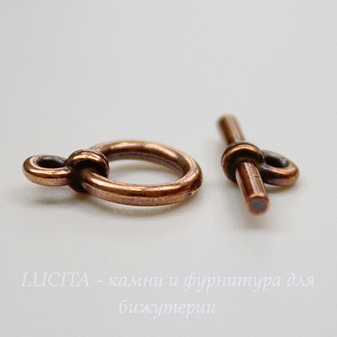 Замок - тоггл из 2х частей TierraCast 12х8 мм, 14х5 мм (цвет-античная медь)