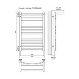 Полотенцесушитель электрический Terminus Енисей П10 500x840 с полкой, ТЭН HT-1 300W, левый/правый