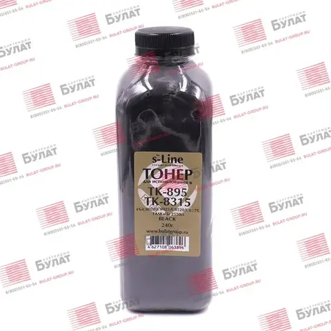 Тонер БУЛАТ TK-895, TK-8315 для Kyocera FS-C8020, FS-C8525, TASKalfa 2550ci (Чёрный, банка 240 г)