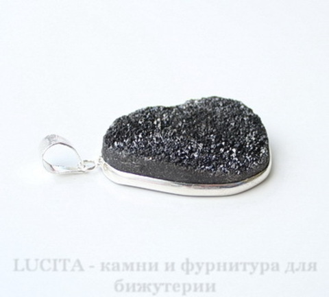 Подвеска Кварц в рамке (цвет - античное серебро) 38,9х24,6х9 мм №8
