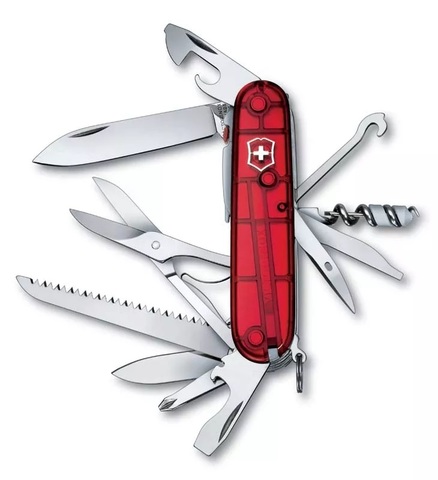 Нож Victorinox Huntsman Lite, 91 мм, 21 функция, полупрозрачный красный
