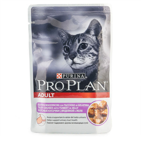 Влажный корм Pro Plan Adult, индейка в желе, для взрослых кошек. 85 г.