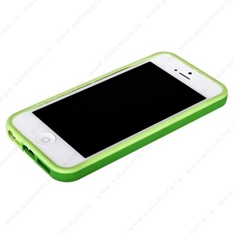 Бампер для iPhone 5C с полосой зеленый с зеленой