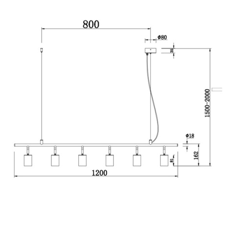 Подвесной светильник Crystal Lux CLT 015C6 L1200 BL-GO