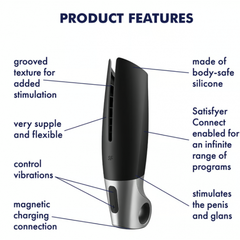 Мастурбатор с вибрацией Satisfyer Power Masturbator черно-серебристый