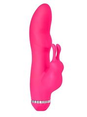 Розовый вибратор с клиторальным стимулятором PURRFECT SILICONE DELUXE RABBIT - 19 см. - 