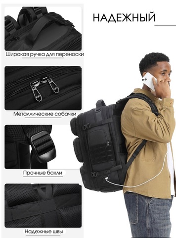 Картинка рюкзак городской Ozuko 9842 Black - 7