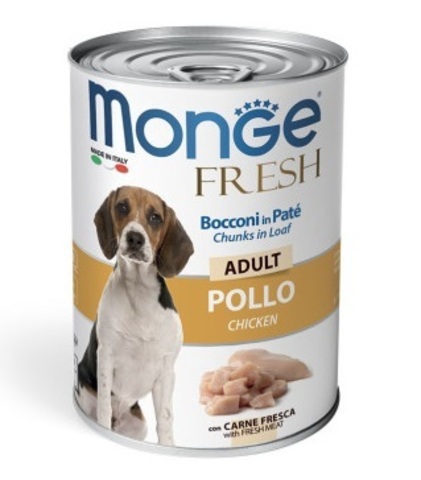 Monge Dog Fresh Chunks in Loaf консервы для собак мясной рулет курица 400 г