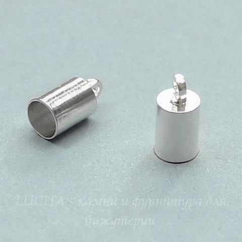 Концевик для шнура 4,5 мм, 10х5 мм (цвет - серебро), 10 штук