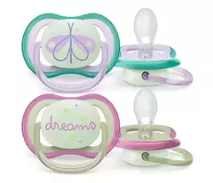 Əmzik\ ultra air soother nighttime, 0-6m, 2-pack, deco girl