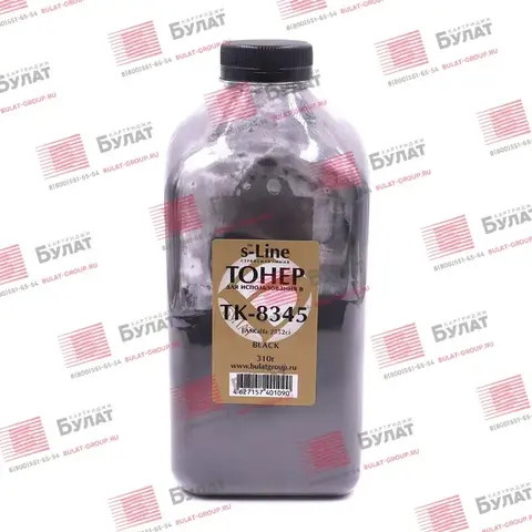 Тонер с девелопером БУЛАТ s-Line TK-8345 для Kyocera TASKalfa 2552ci (Чёрный, банка 310 г)