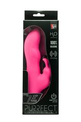 Розовый вибратор с клиторальным стимулятором PURRFECT SILICONE DELUXE RABBIT - 19 см. - 