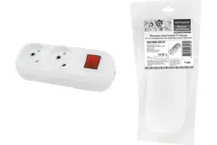 Колодка розеточная 2 гнезда 2П+3 16А 250В белая, серия "Народная"