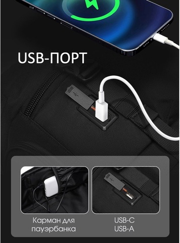 Картинка рюкзак городской Ozuko 9842 Black - 10