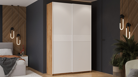 Шкаф-купе Оскар Хилтон 2-х дверный 140 дуб крафт золотой / белый матовый / ручка белая