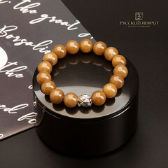 Нефритовый браслет "Лотос". Медовый нефрит. Д 12 мм.