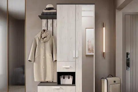 Прихожая Лира графит / дуб крафт белый