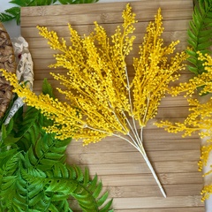 Букет весенний, мимоза, искусственная зелень, цвет Желтый, слегка пушистый, 40 см, набор 2 букета
