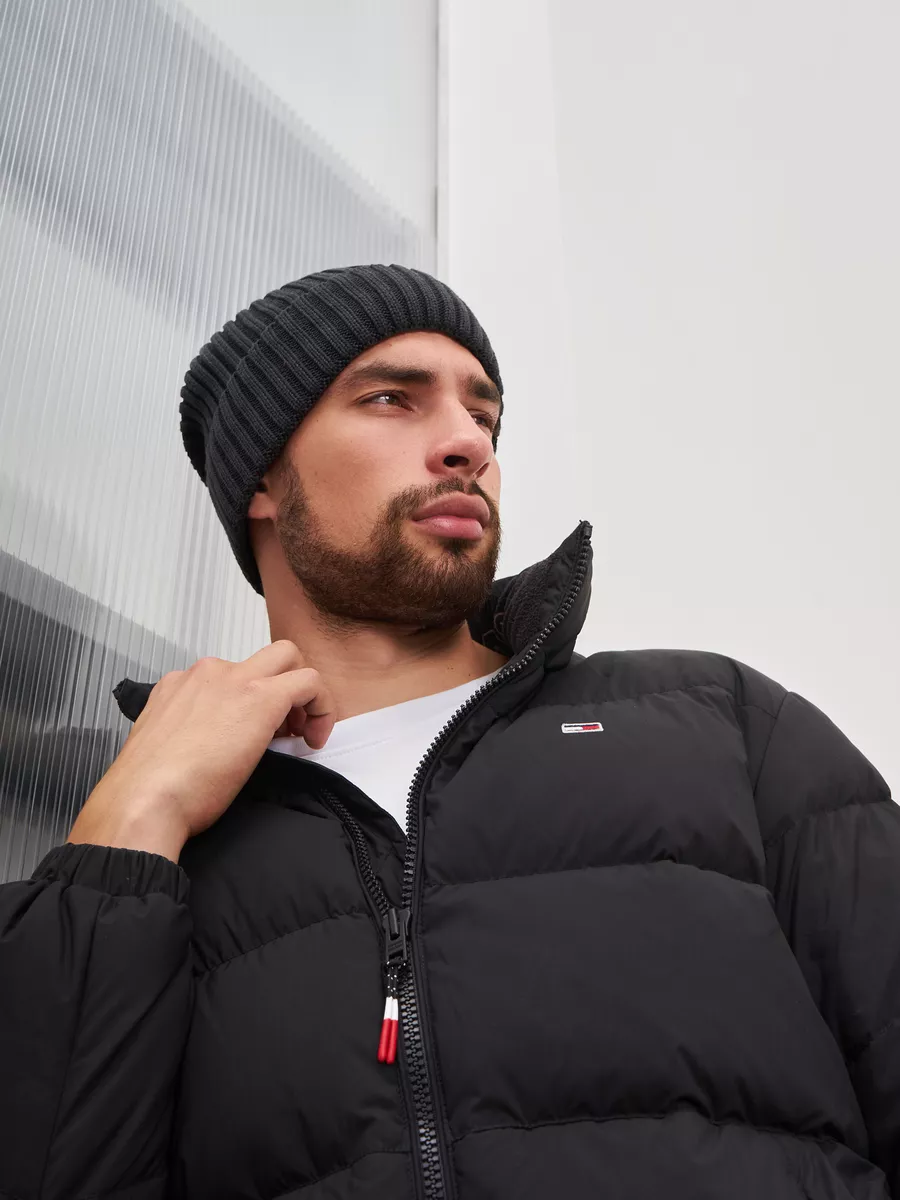 Шапка зимняя на флисе вязаная бини