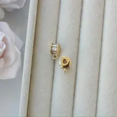 Бейл, держатель для кулона с фианитами, 4,8*7,2 мм, позолота, Б003