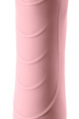 Розовый силиконовый вибратор с функцией нагрева и пульсирующими шариками FAHRENHEIT