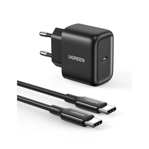 Зарядное устройство UGREEN CD250 USB-C 25W PD Charger + C-C 2M Cable EU, черный