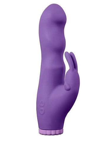 Фиолетовый вибратор с клиторальным стимулятором PURRFECT SILICONE DELUXE RABBIT 100FNCT - 20 см. - Dream Toys Purrfect Silicone 21298